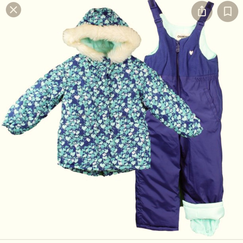Girls snow suit winter coat and snow pants combo